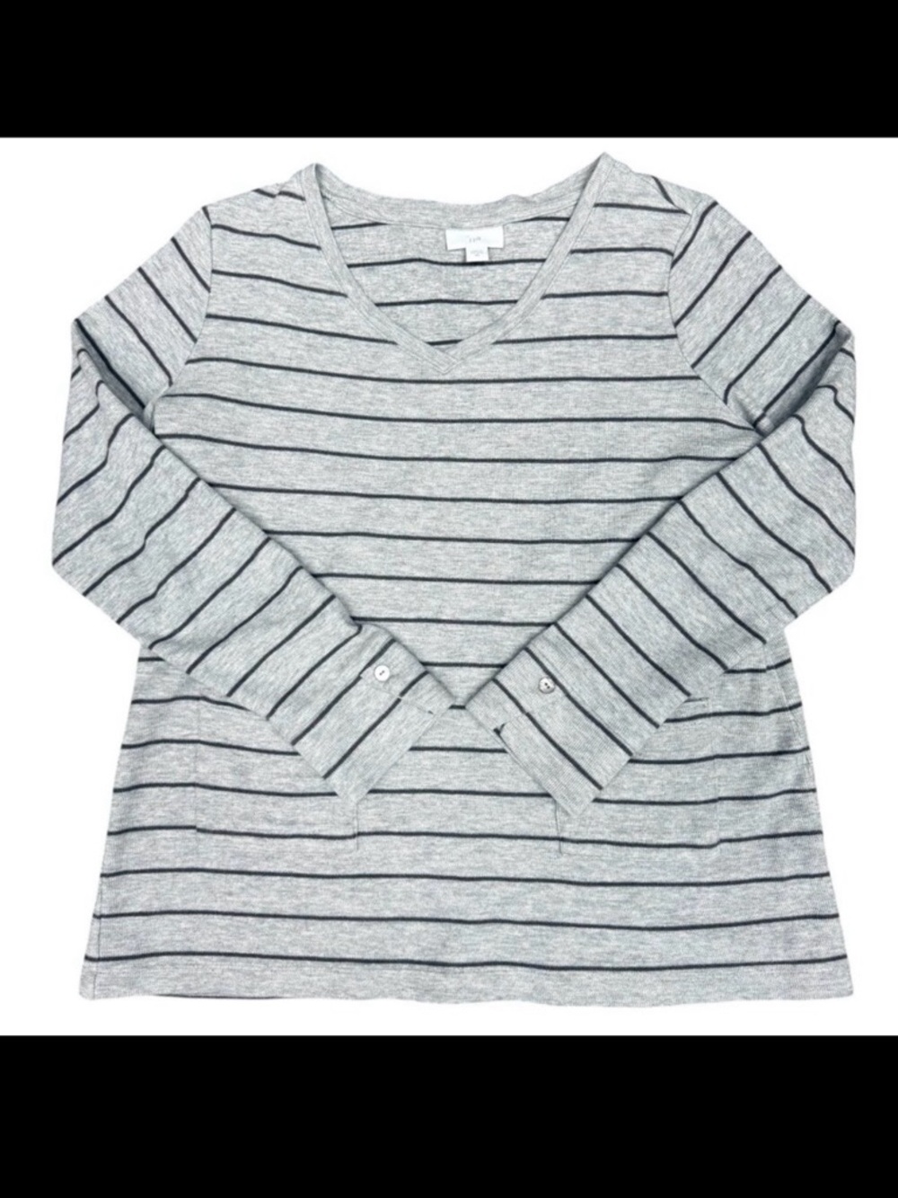 Women's J. JILL Striped Sweater Shell Buttons w/Pockets- Size XS